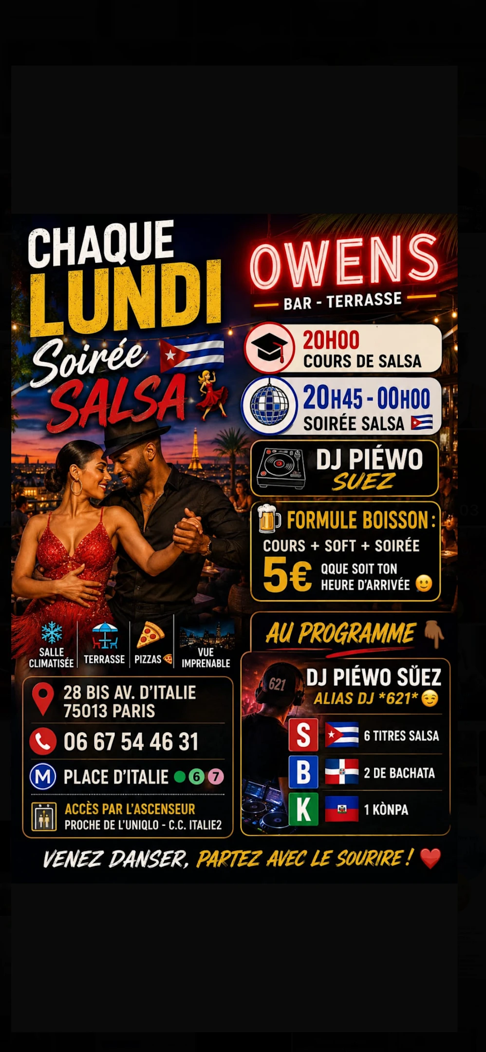Lundi / Cours & Soirée Salsa Paris En Terrasse Cover