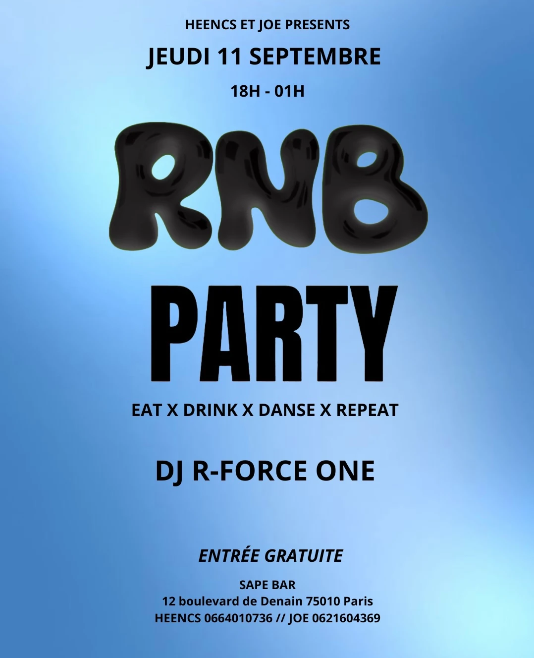 Rnb Party | Jeudi 11 Septembre | Free Acces Cover