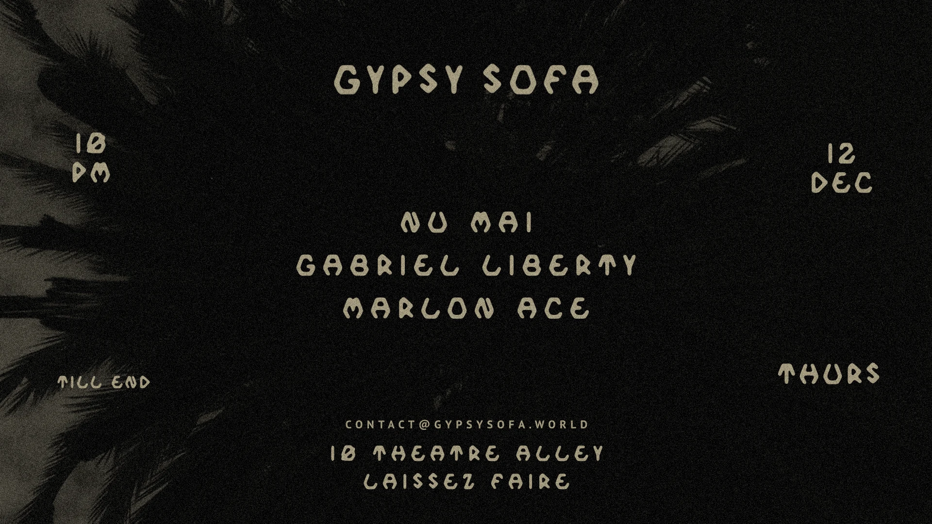 Gypsy Sofa: Nu Mai, Gabriel Liberty, Marlon December 12 Cover