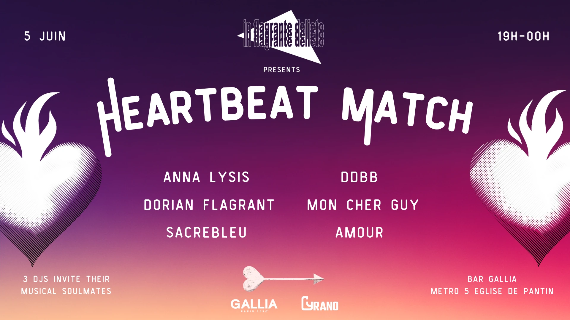 In Flagrante Delicto: Heartbeat Match | Dj Sets @ Bar Gallia Cover
