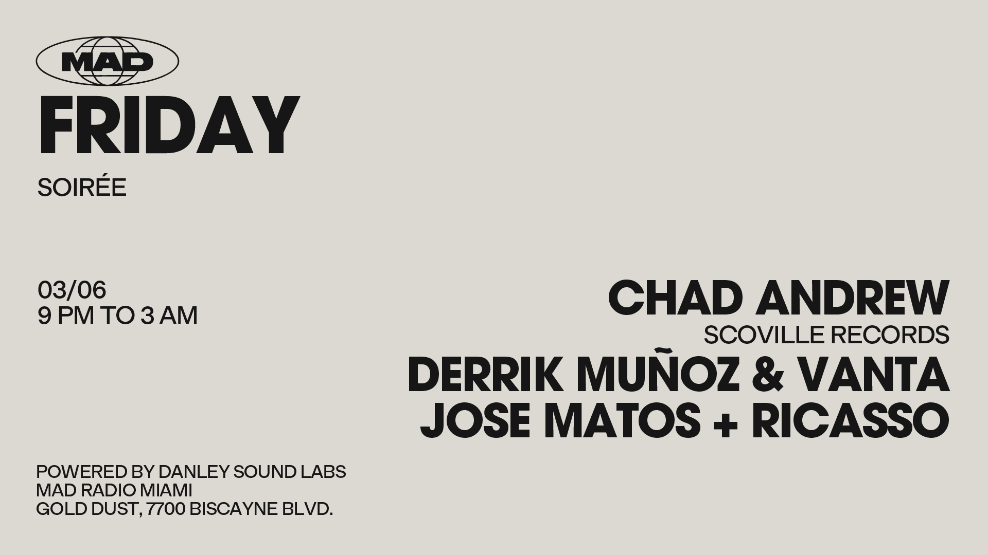 Soirée: Chad Andrew, Derrik Muñoz & Vanta,Jose Matos+Ricasso Cover