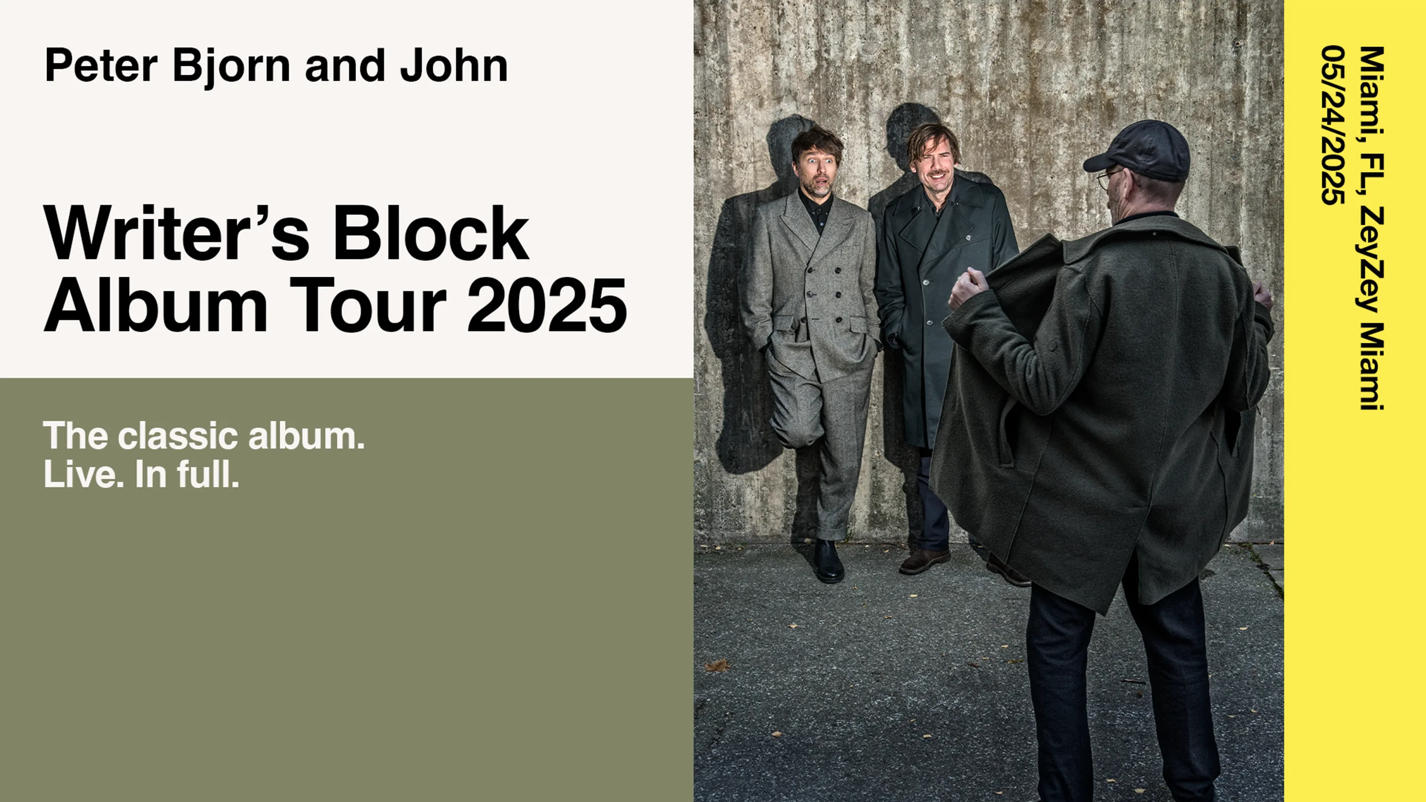 Zeyzey Presents Peter Bjorn And John Writers Block Tour 2025 Cover