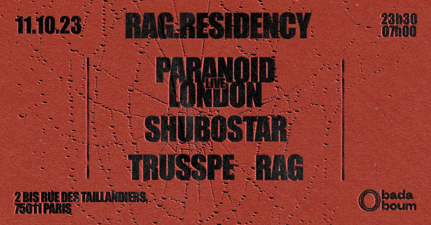 Rag Residency: Paranoid London (Live), Shubostar, Trusspe Cover