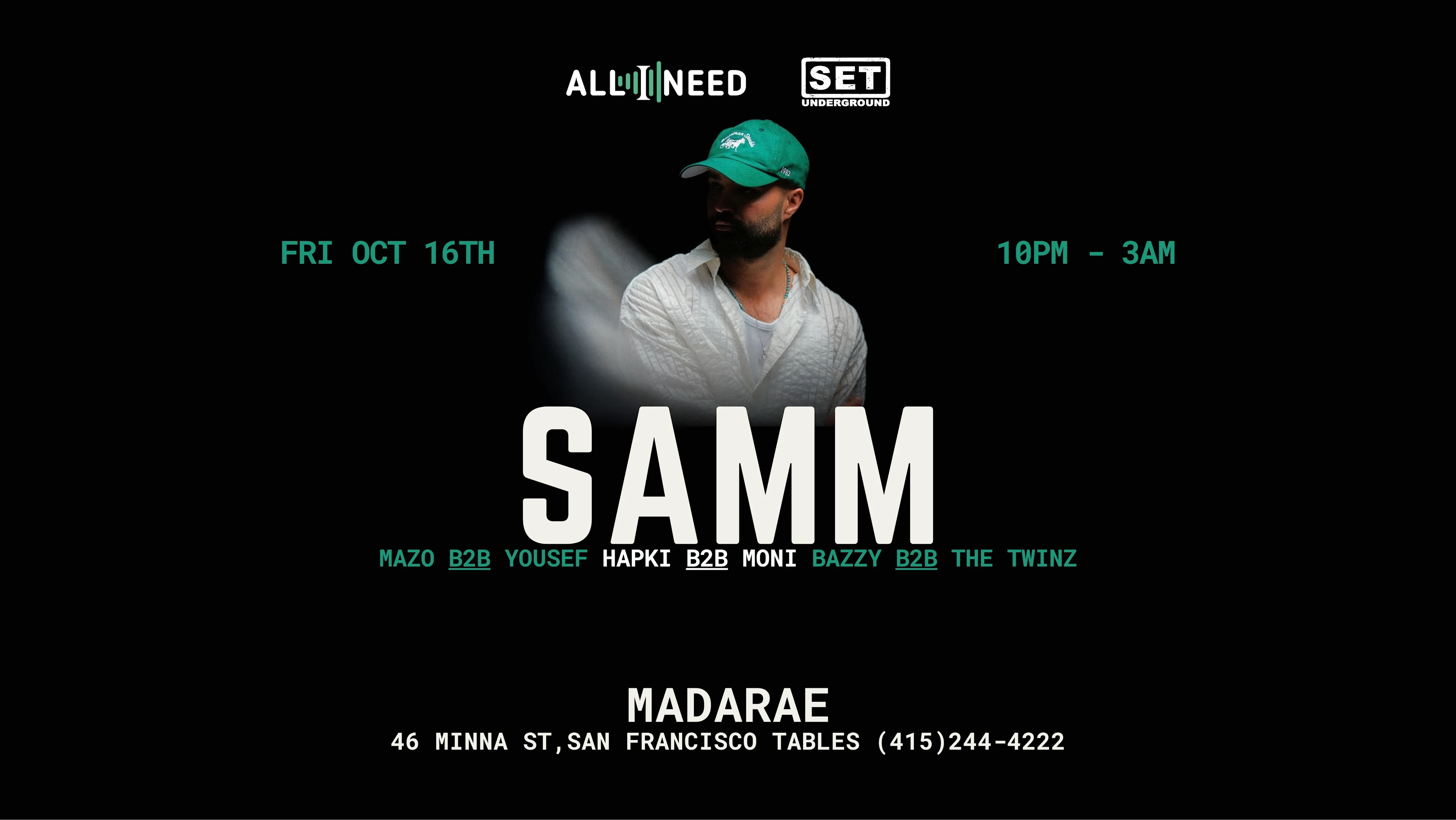 Samm (Be) At Madarae San Francisco Cover