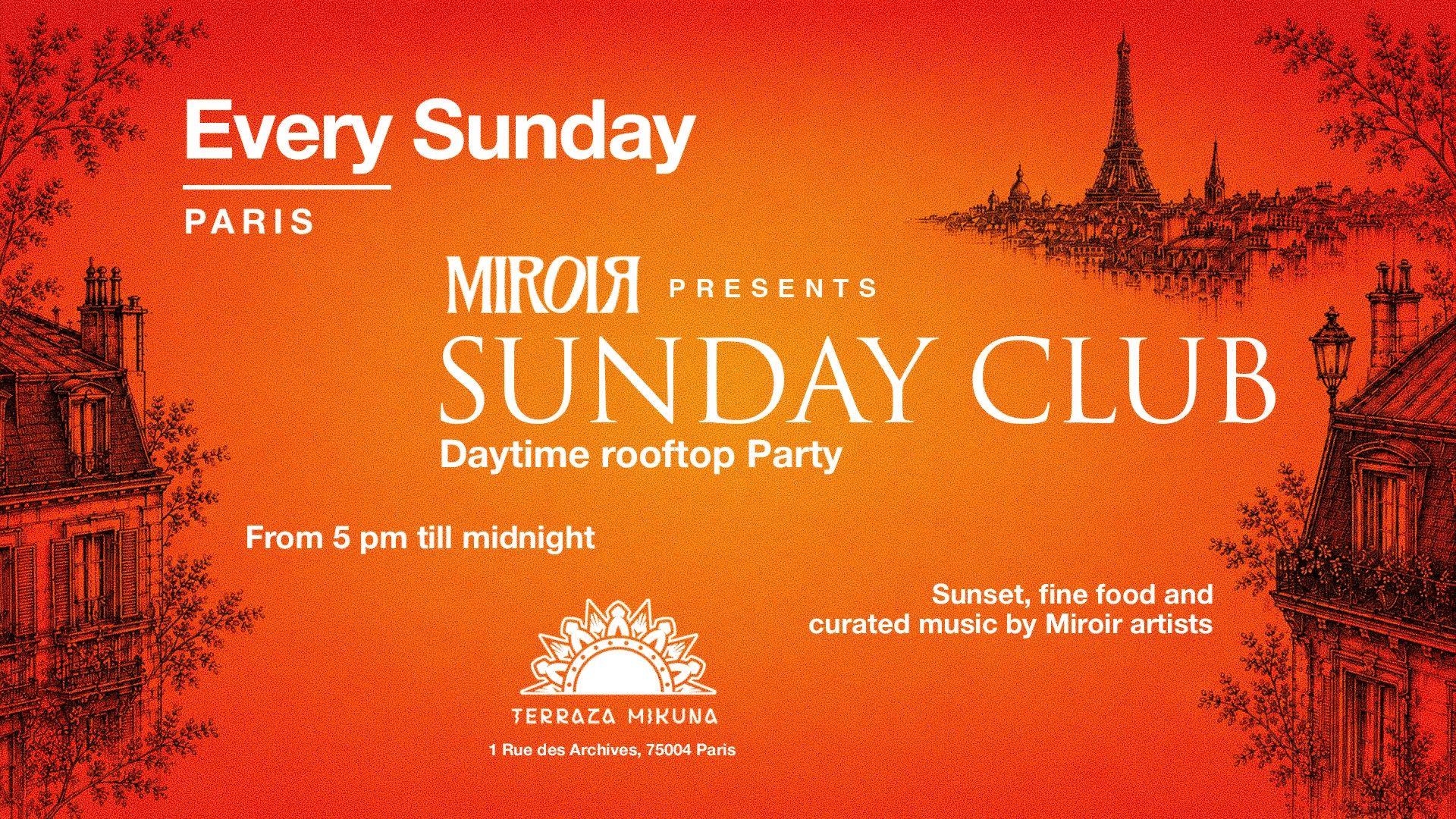 Miroir Presents : Sunday Club @ Terraza Mikuna 24/5 Cover