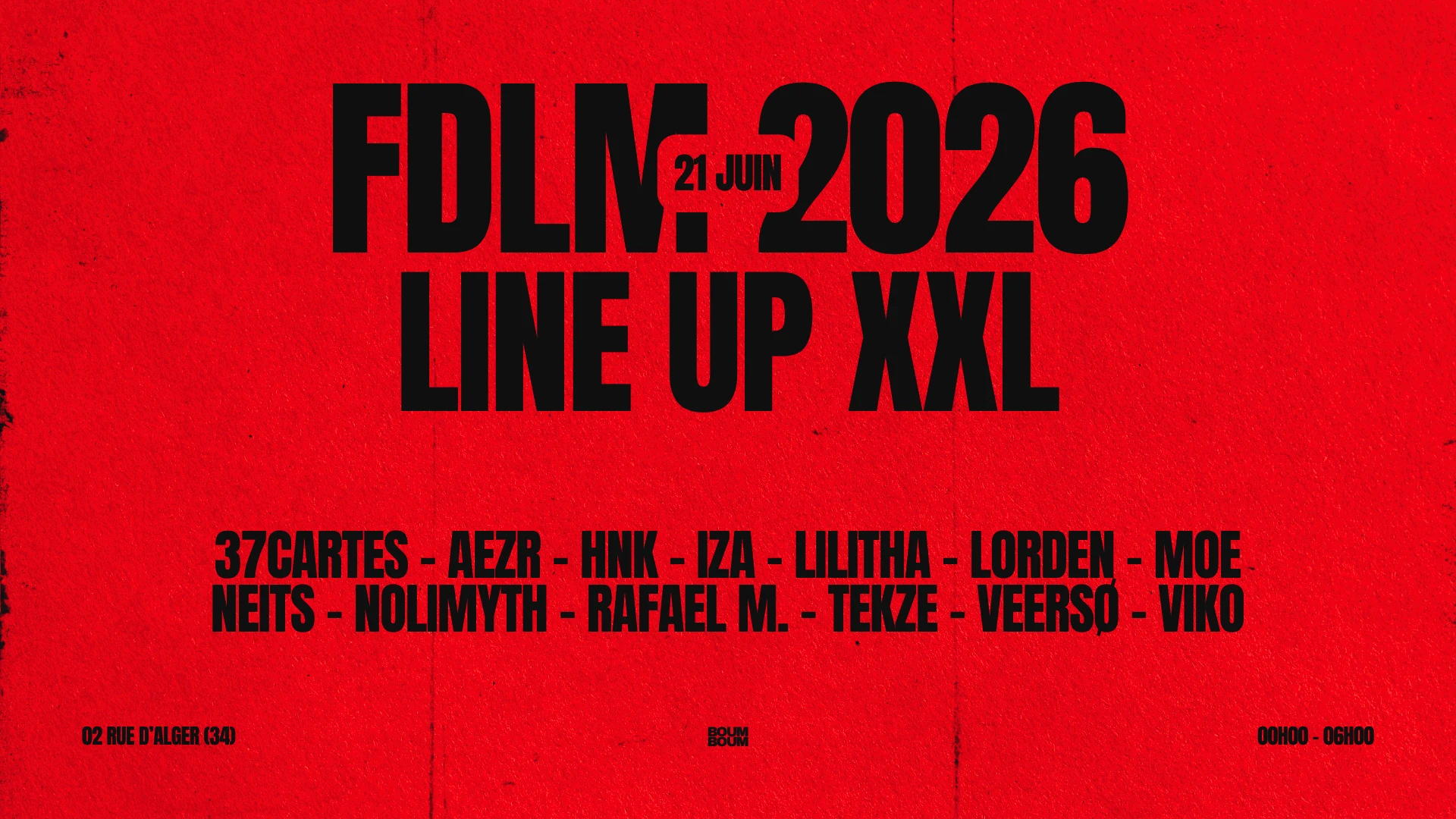 Boum Boum : Fdlm 2026 - Line Up Xxl Cover