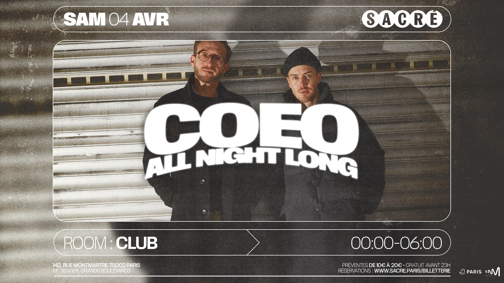Sacré Présente : Coeo All Night Long Cover