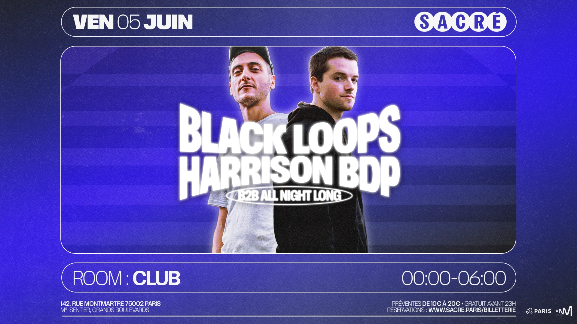 Sacré Présente : Black Loops B2b Harrison Bdp All Night Long Cover