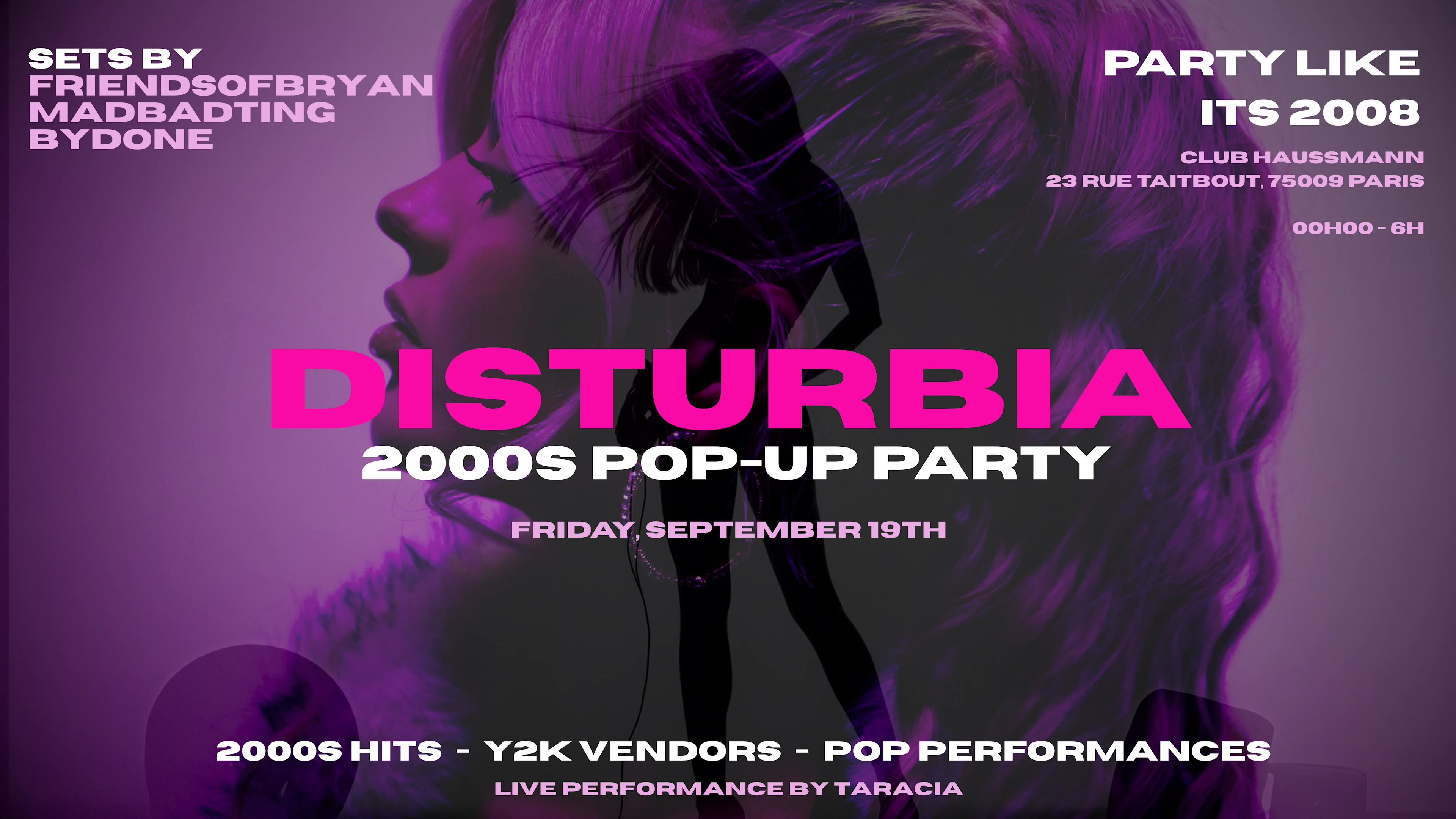 Disturbia 2000s Pop Up Party Cover
