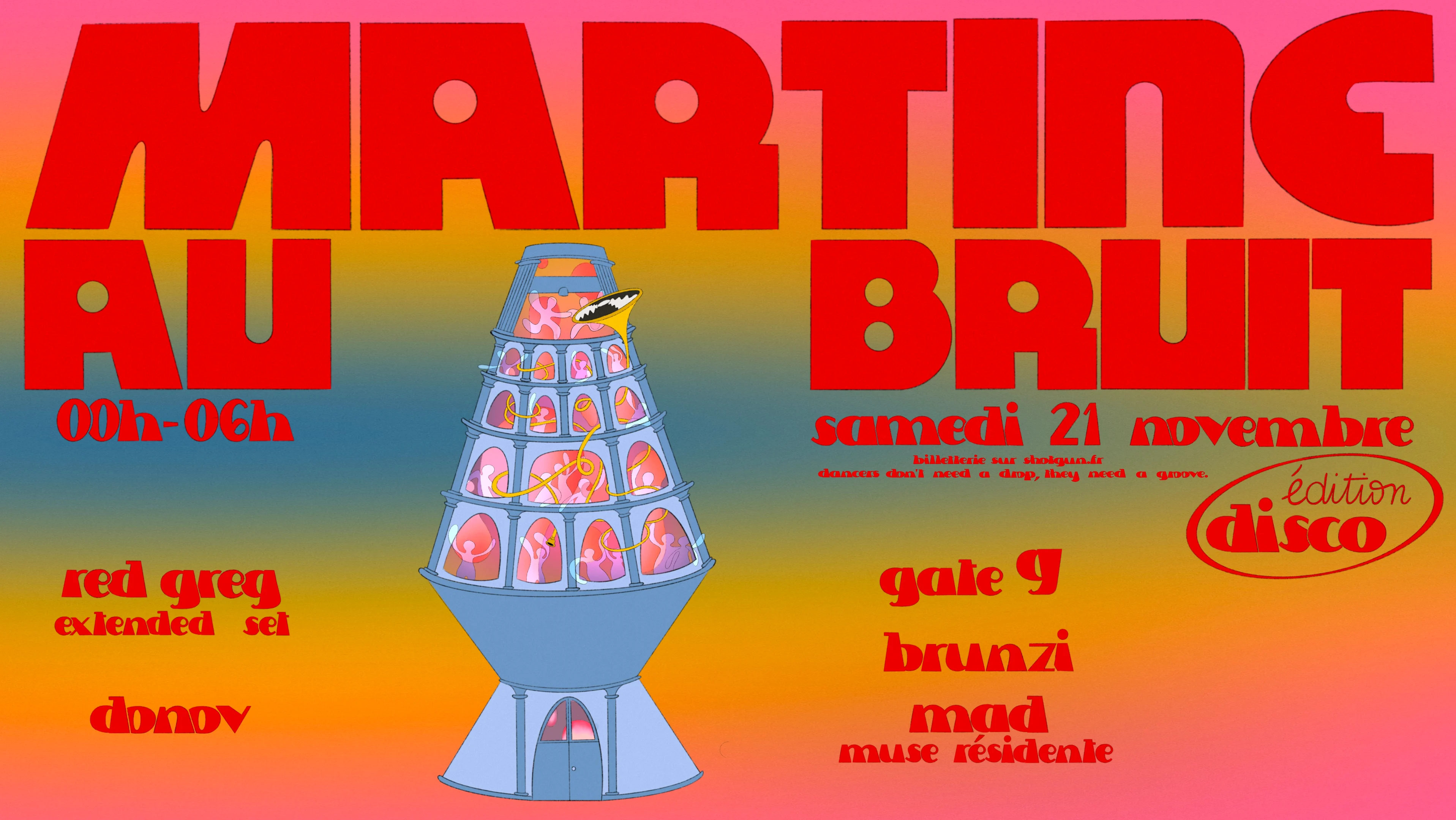 Martine Au Bruit Invite Red Greg & Gate 9 Cover