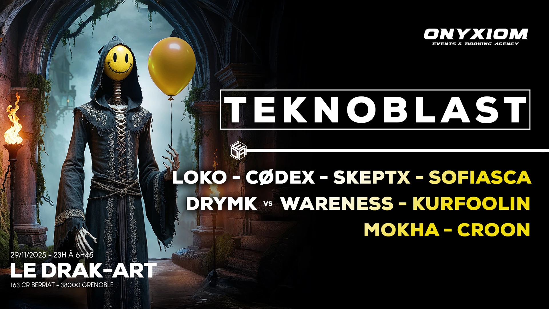 Onyxiom - Teknoblast - W/ Loko, Drymk, Cødex & More Cover
