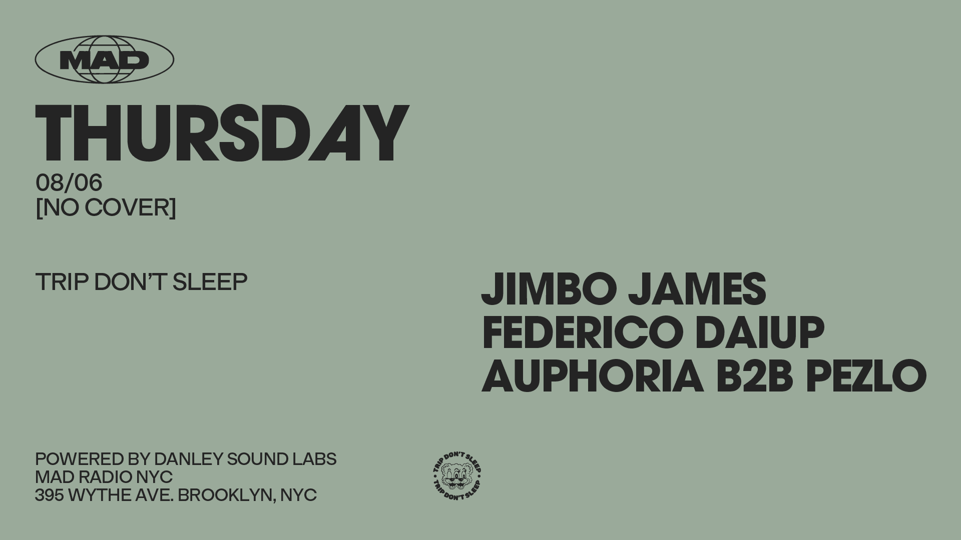 Tripdon'tsleep:Jimbo James/Federico Daiup/Auphoria B2b Pezlo Cover