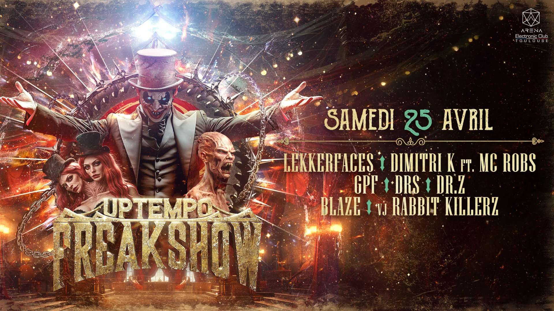 [ Sold Out] Uptempo Freakshow W/ Lekkerfaces, Dimitri K, Gpf Cover