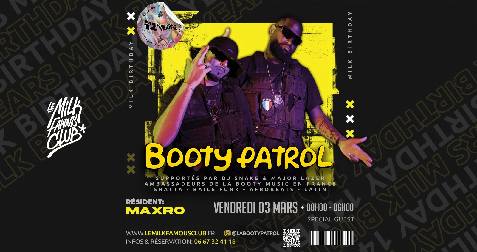 Birthday Milk 14 Years - Booty Patrol - Ven 03 Mars Cover