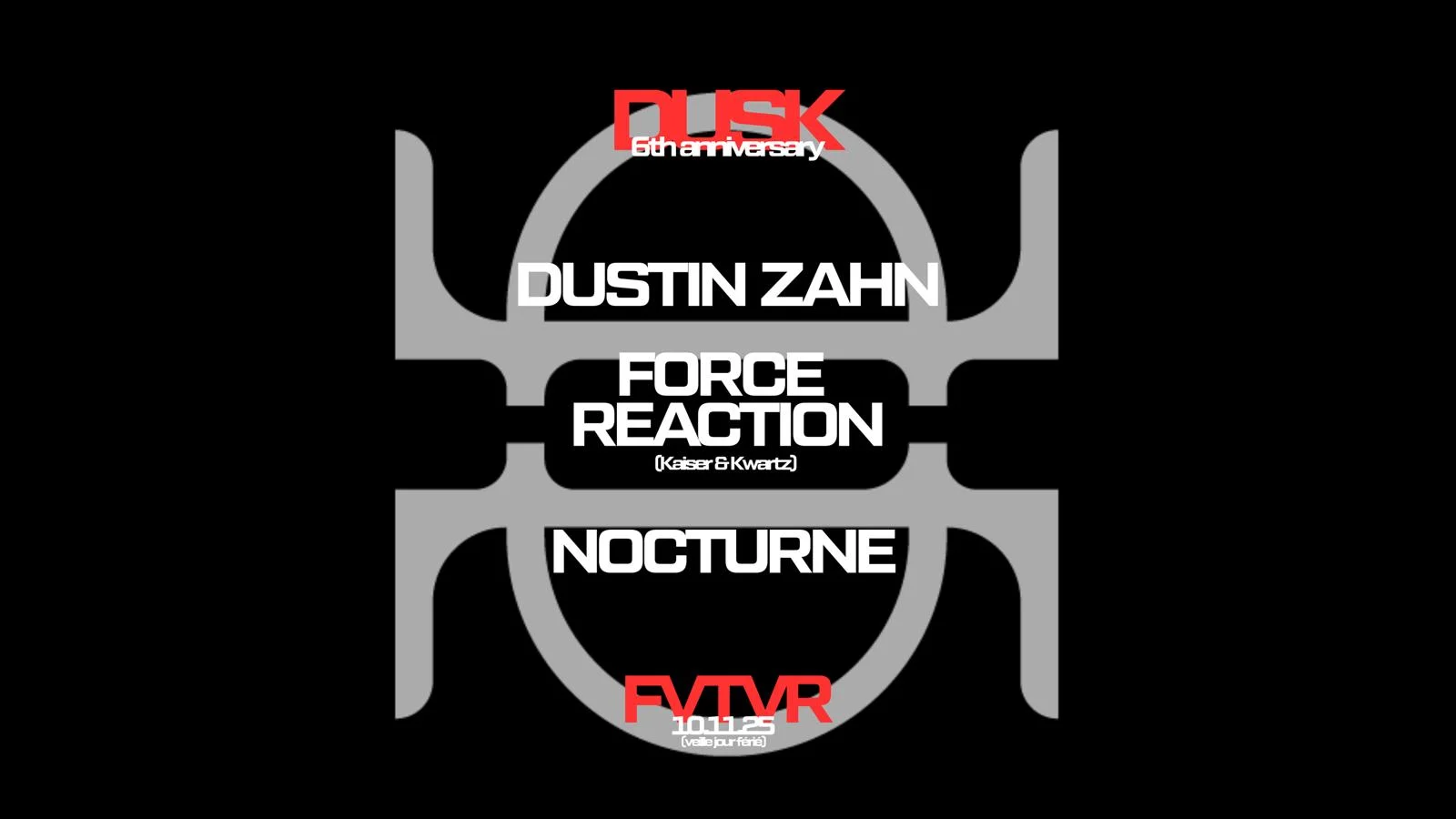 Dusk 6th Anniversary: Force Reaction, Dustin Zahn, Nocturne Cover