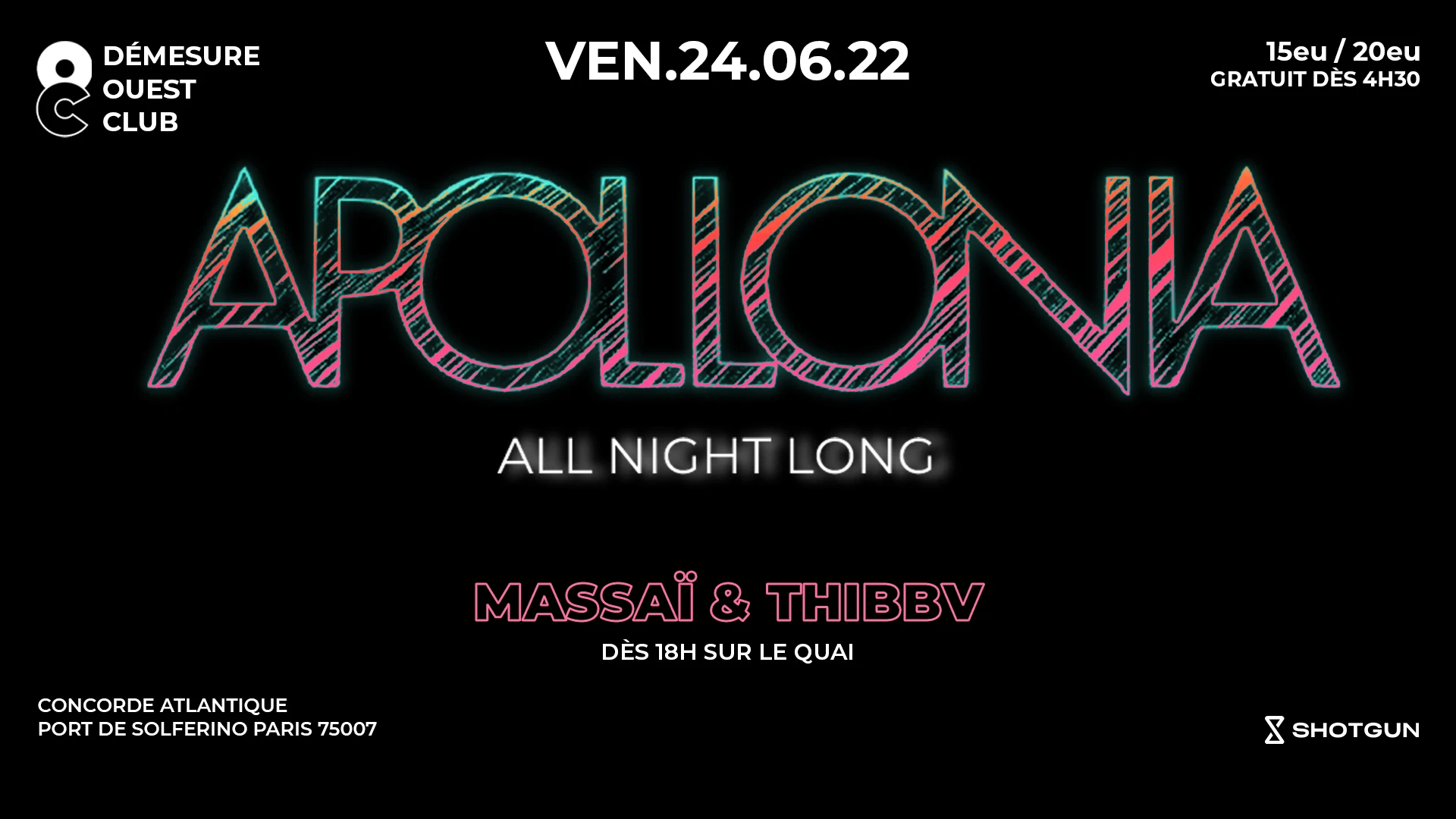 Apollonia All Night Long @ La Démesure Ouest Club Cover