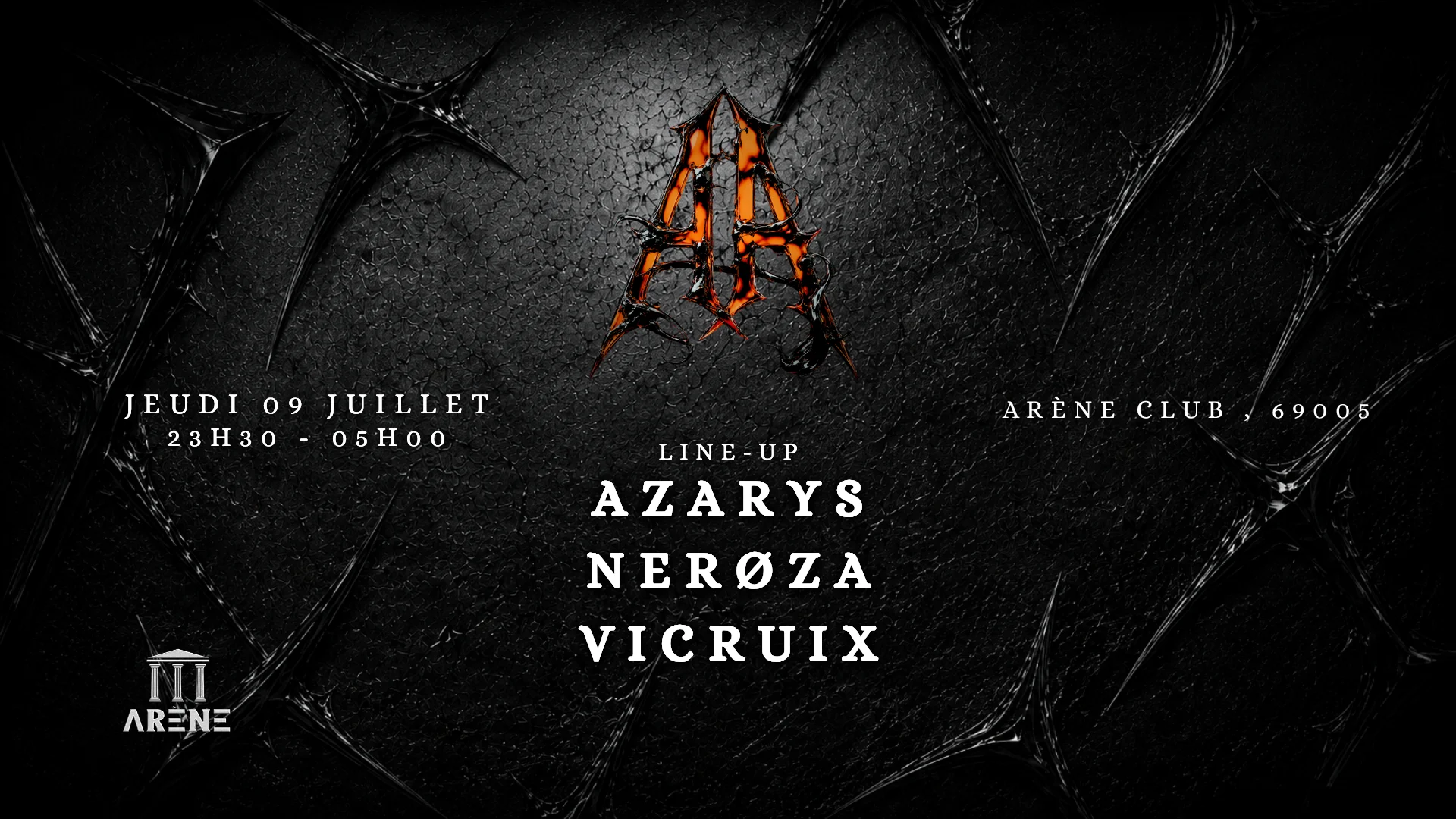 Jeudi Techno Arena : Nerøza - Azarys - Vicruix Cover