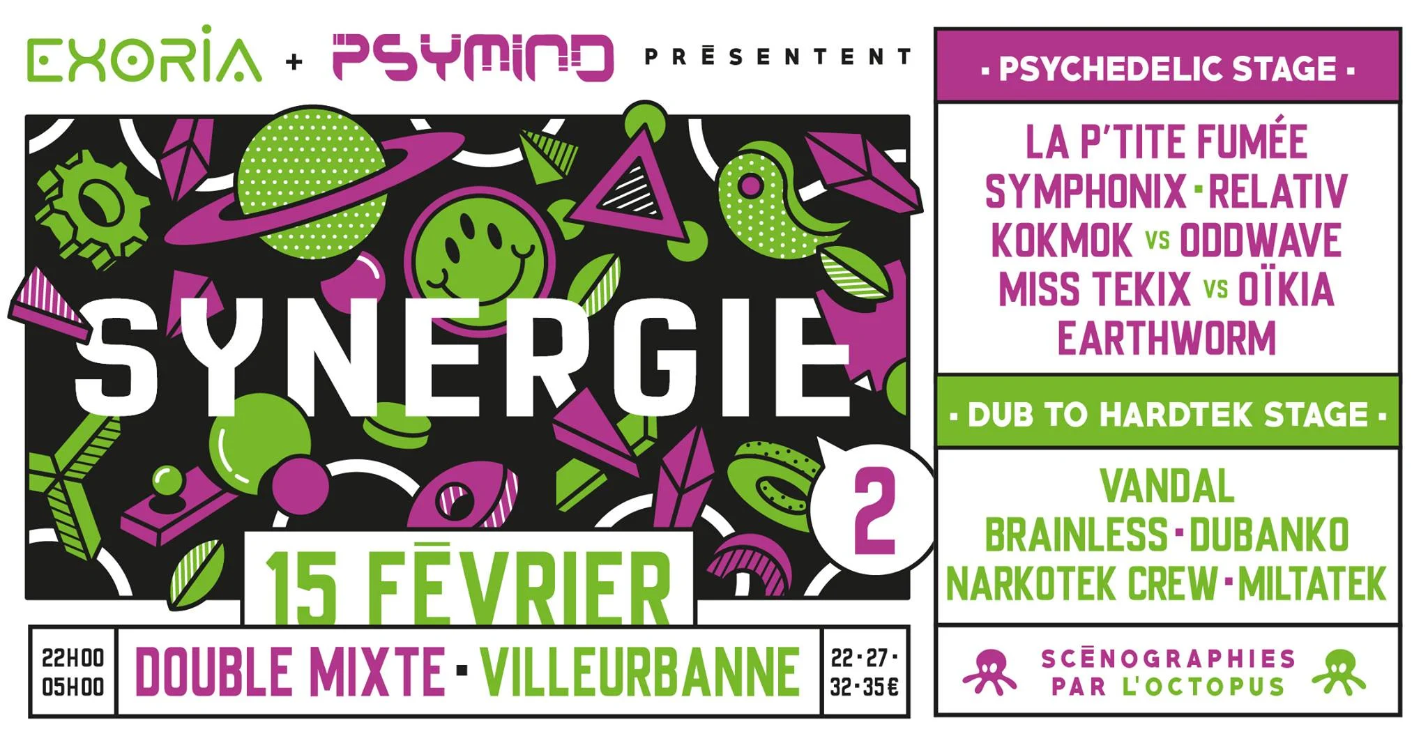 Synergie #2 | 2 Stages : Dub To Hardtek // Prog To Psytrance Cover