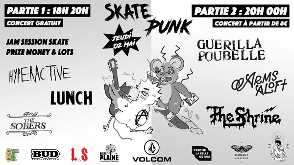 Skate Punk : Guerilla Poubelle + The Shrine + Arms Aloft Cover