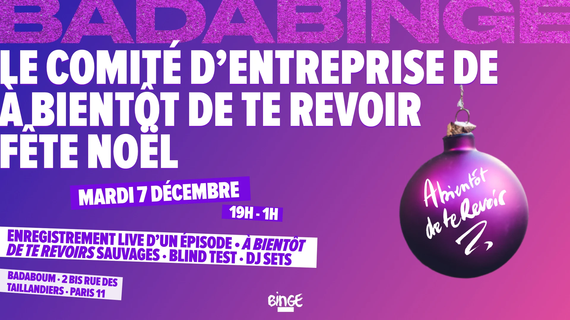 Badabinge II : Le Ce De "À Bientôt De Te Revoir" Fête Noël Cover