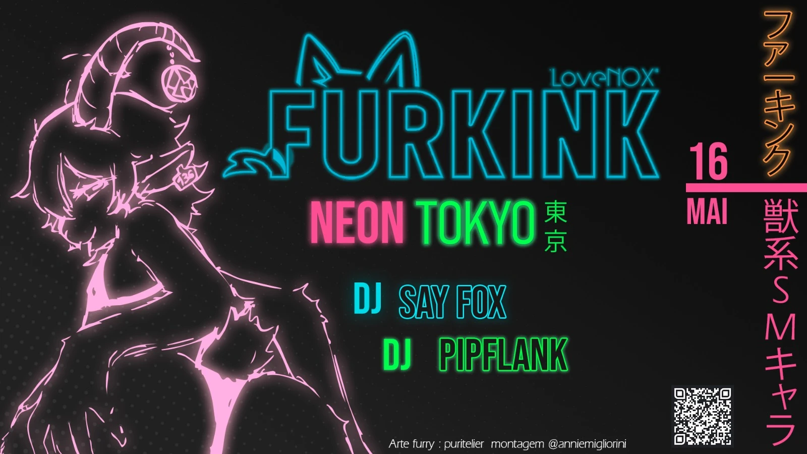 16/05 - Furkink: Neon Tokyo - Com Dj Pipflank E Dj Say Fox Cover