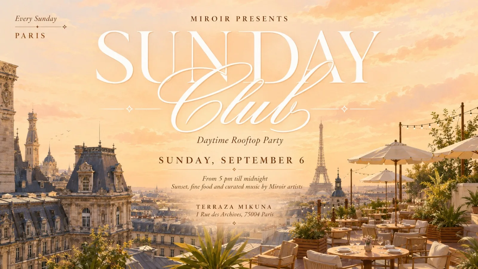 Miroir Presents : Sunday Club  @ Terraza Mikuna 06/9 Cover