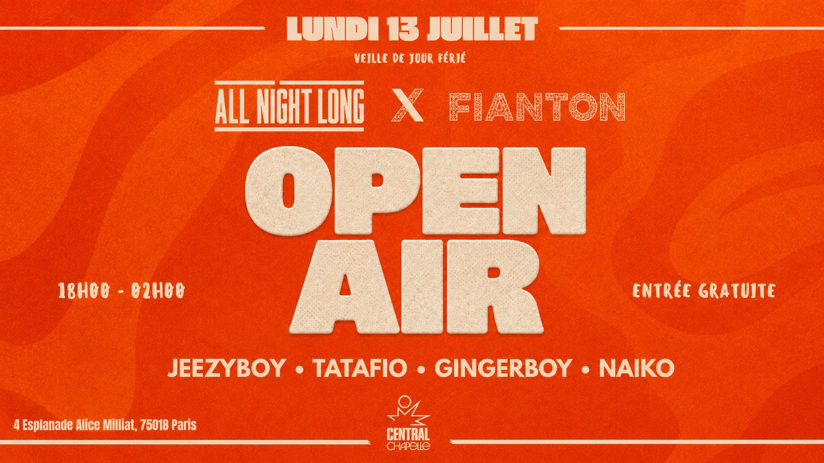 All Night Long X Fianton Open Air — Central Chapelle Cover