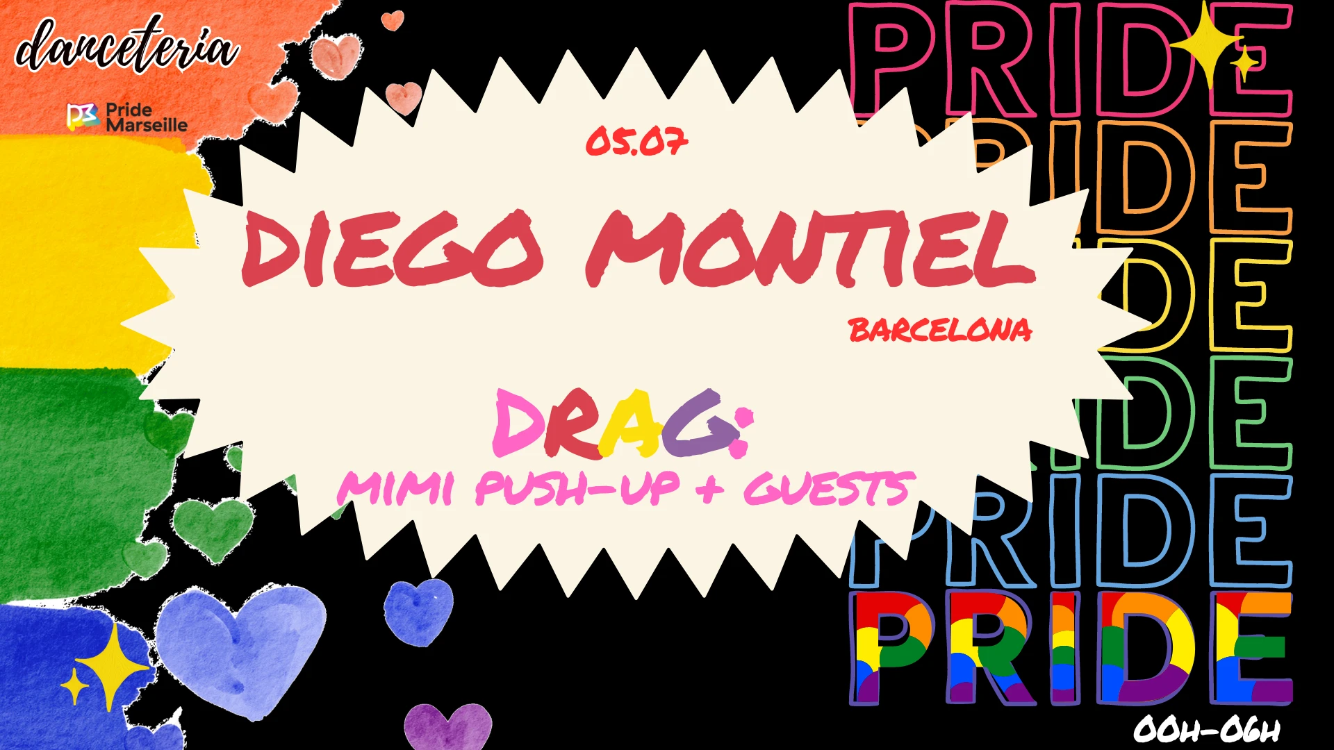 Pride2024  W/ Diego Montiel (Barcelona) + Drag: Mimi Push Up Cover