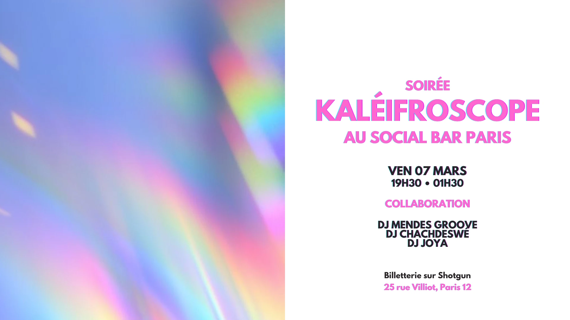 7/3 Kaleifroscope & Social Bar Paris : Djs Femmes & Hommes ! Cover