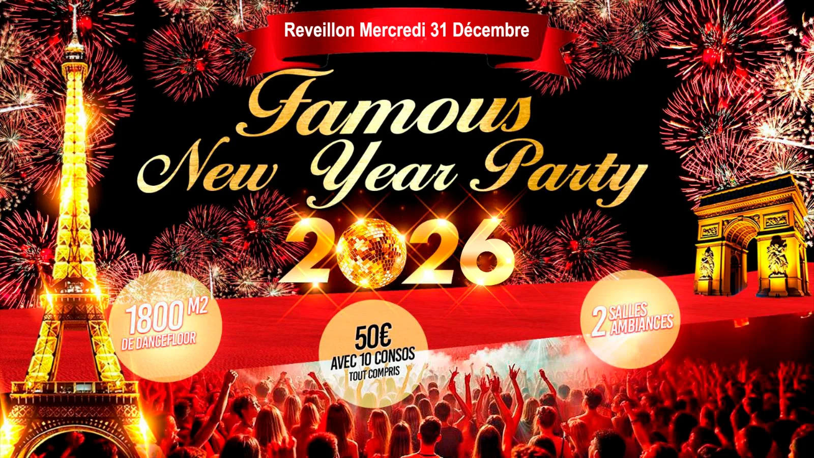Nouvel An Reveillon Paradise Big Party 2026 + 2000 Personnes Cover