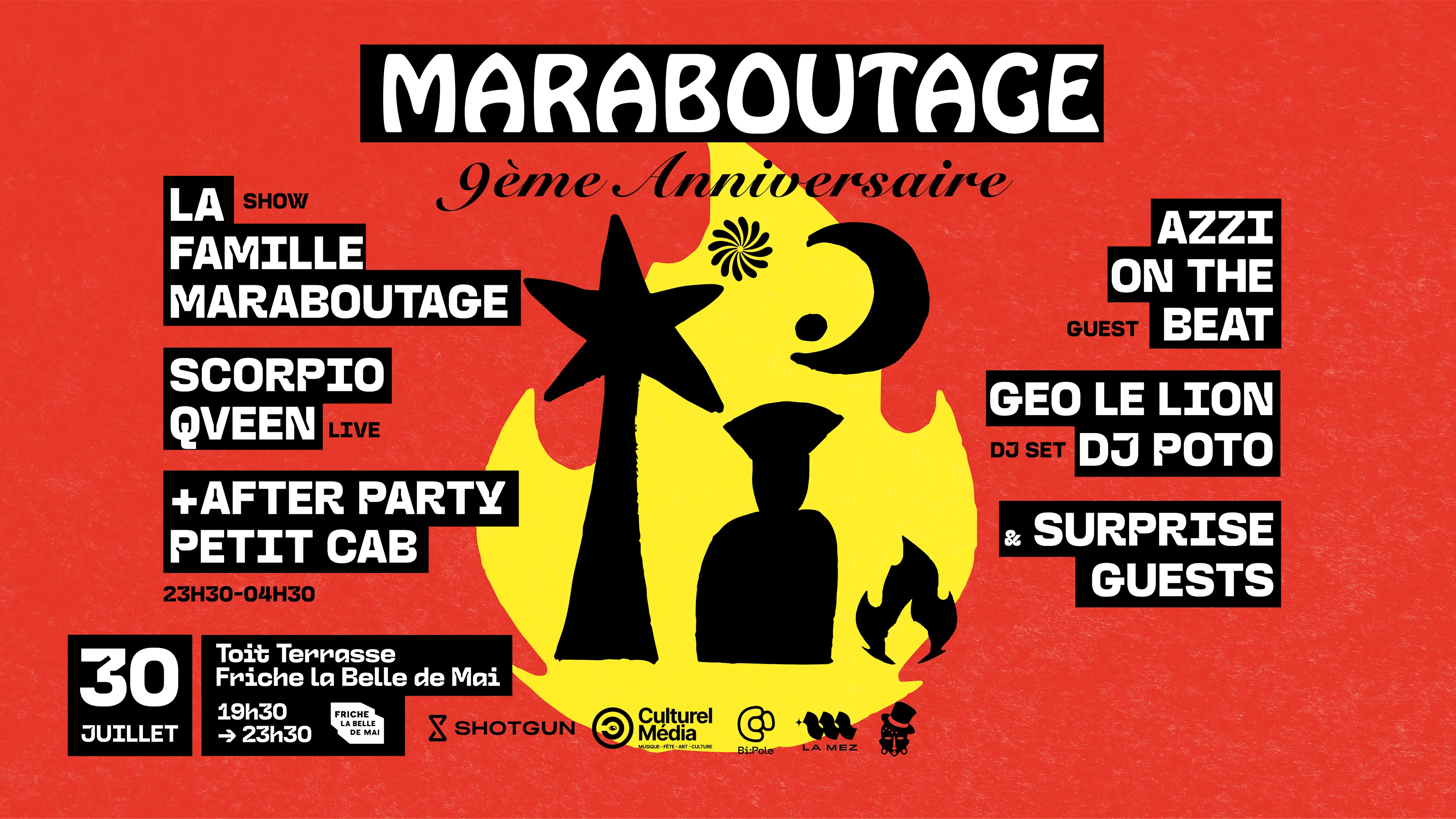 Maraboutage, 9ème Anniversaire @ Toit-Terrasse + Petit Cab Cover