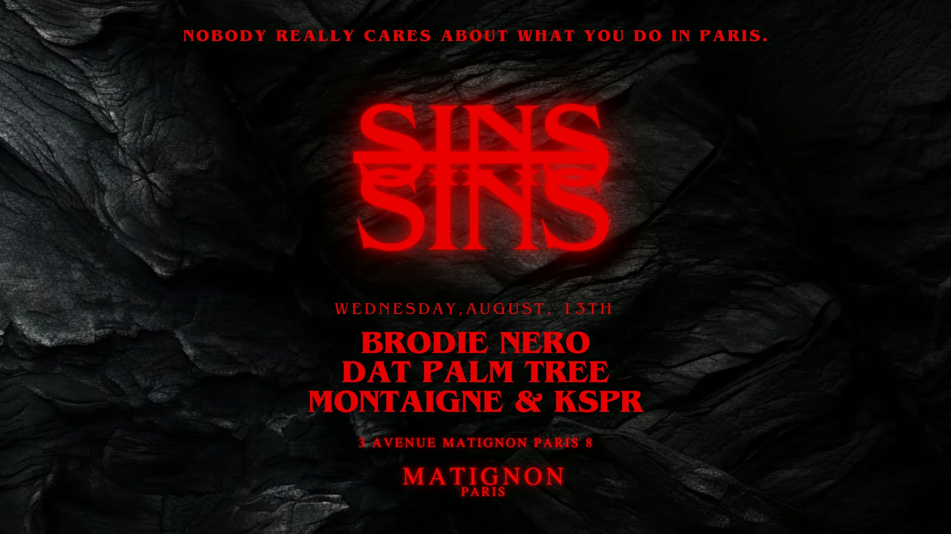 Sins Curated At Matignon Residency - Mercredi 27.08 Cover