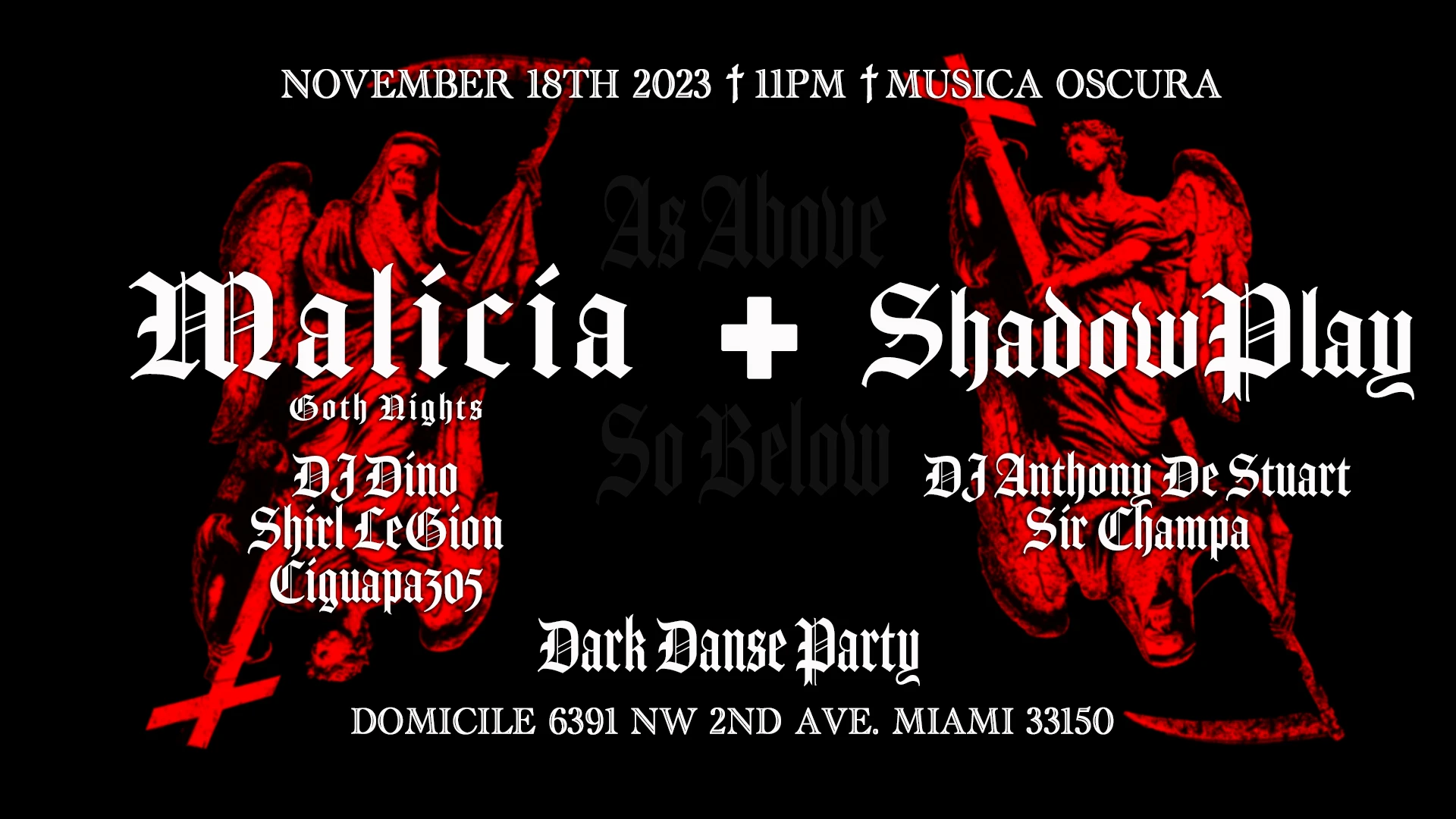 Domicile Presents Malicia Goth Night X Shadowplay Cover