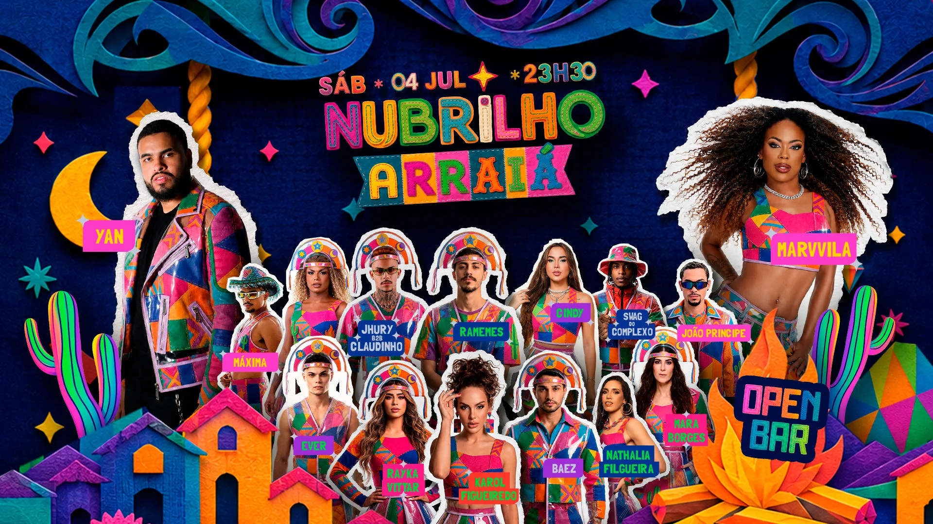 Nubrilho Arraiá - Yan E Marvvila | Open Bar | Festa Até 9h Cover