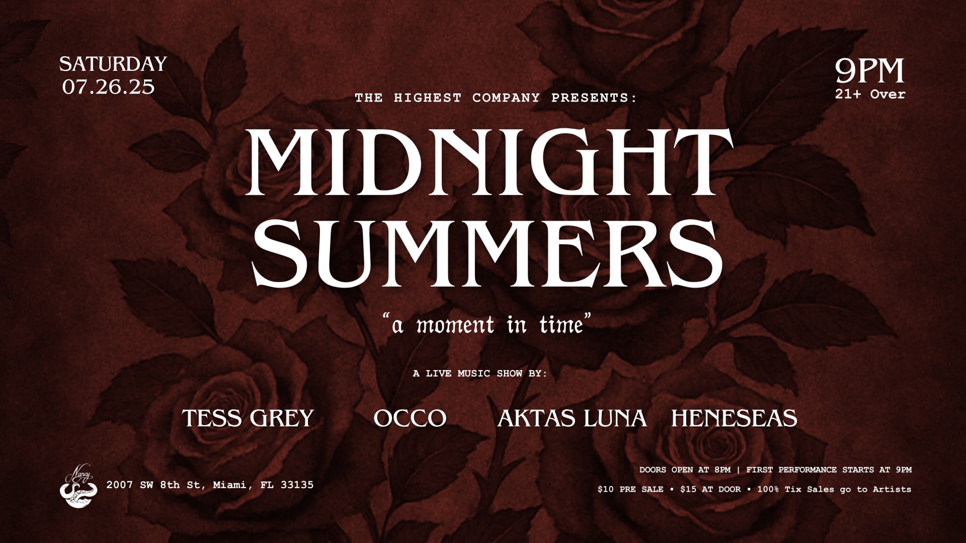 Midnight Summers Show W/ Tess Grey/Occo/Aktas Luna/Heneseas Cover