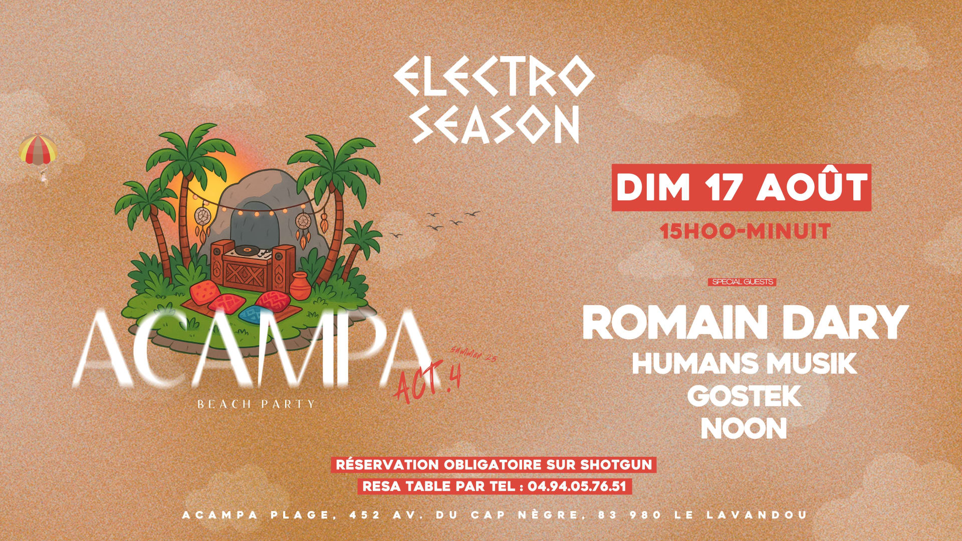Electro Season | Acampa • Dim 17 Août Cover