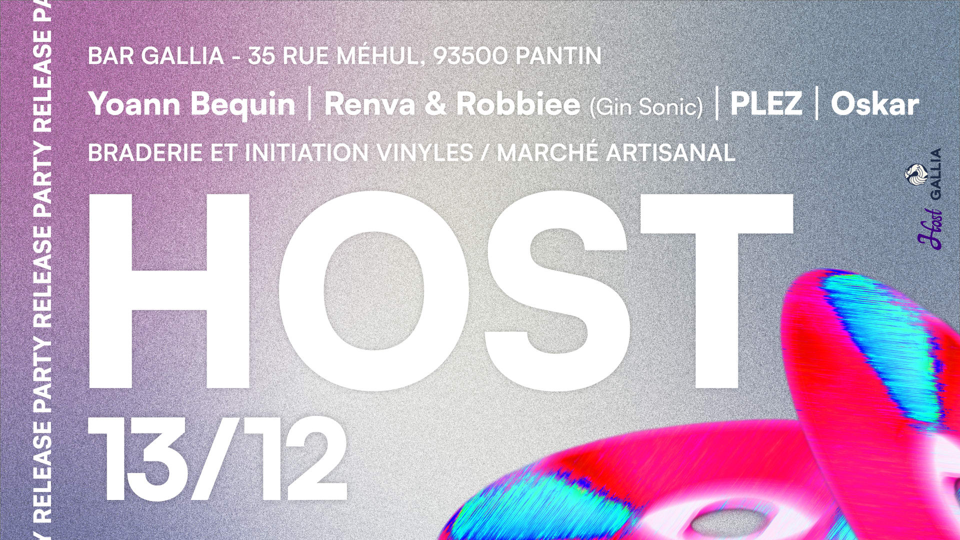 Host Release Party W/ Gin Sonic, Bar Gallia Pantin Cover