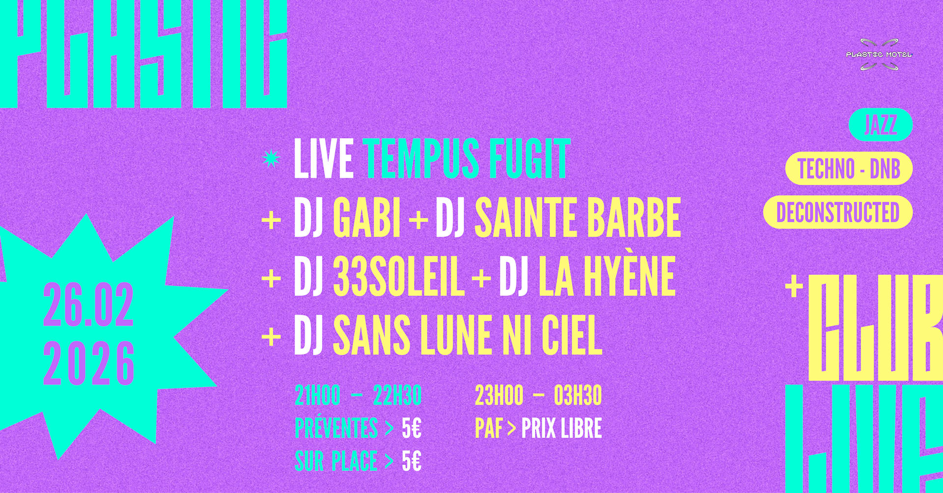 Plastic Live+Club W/ Tempus Fugit /+/ Peste Sauvage Cover