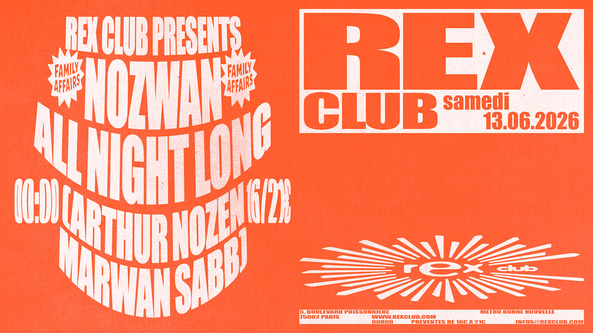 Rex Club Presents: Nozwan (Arthur Nozen & Marwan Sabb)  Anl Cover