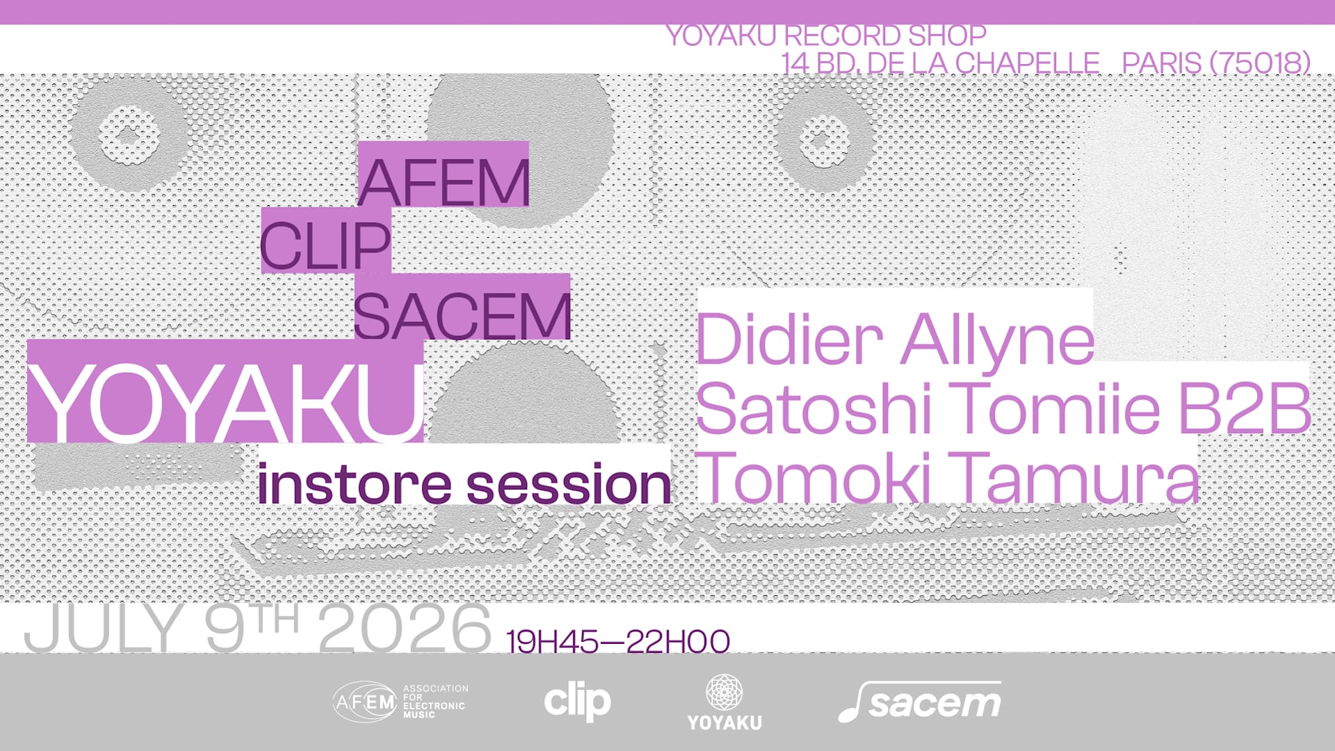 Instore Session With Satoshi Tomiie B2b Tomoki Tamura & More Cover