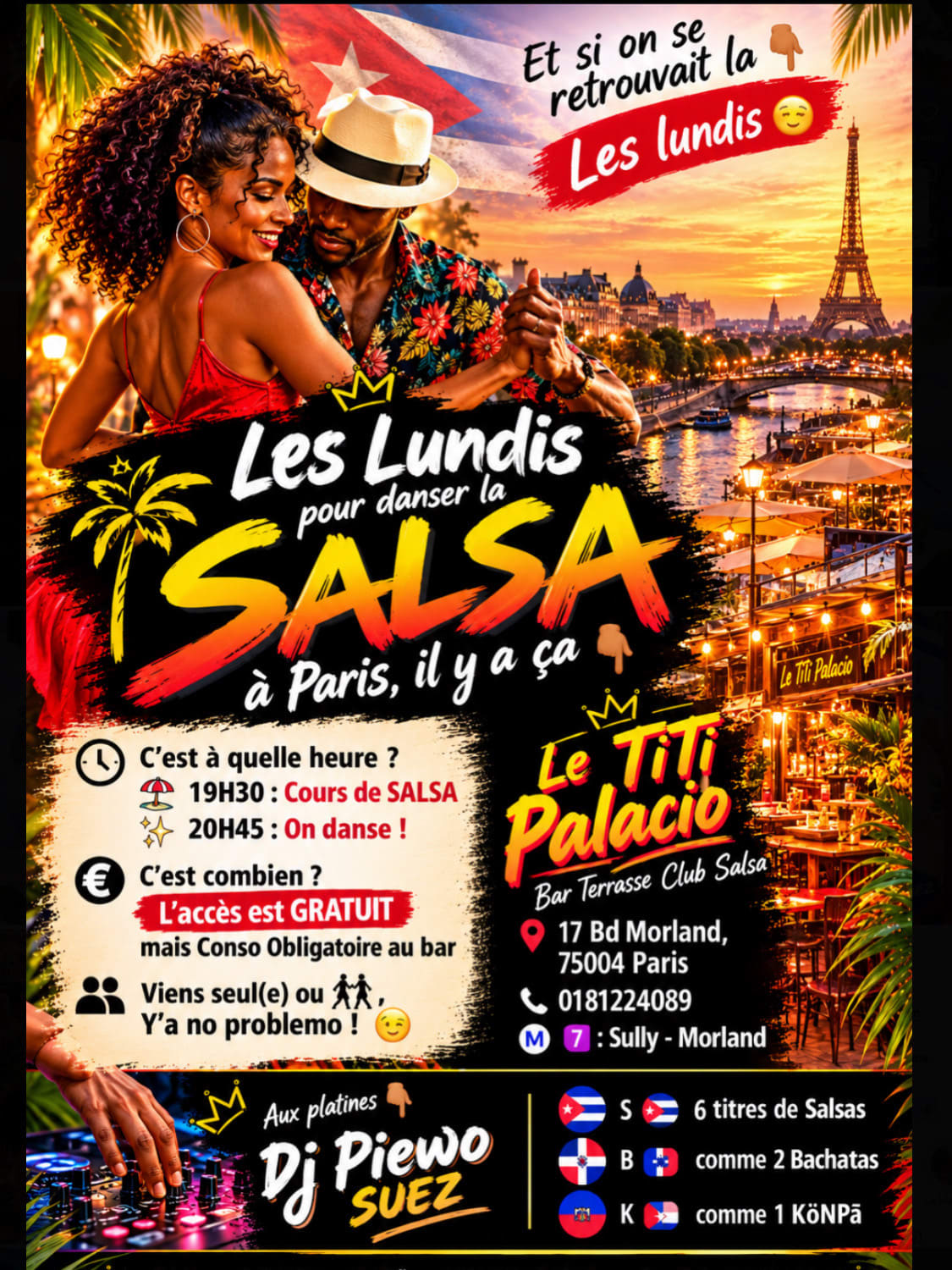 Lundi | Soirée Salsa & Cours | Titi Palacio Paris Cover