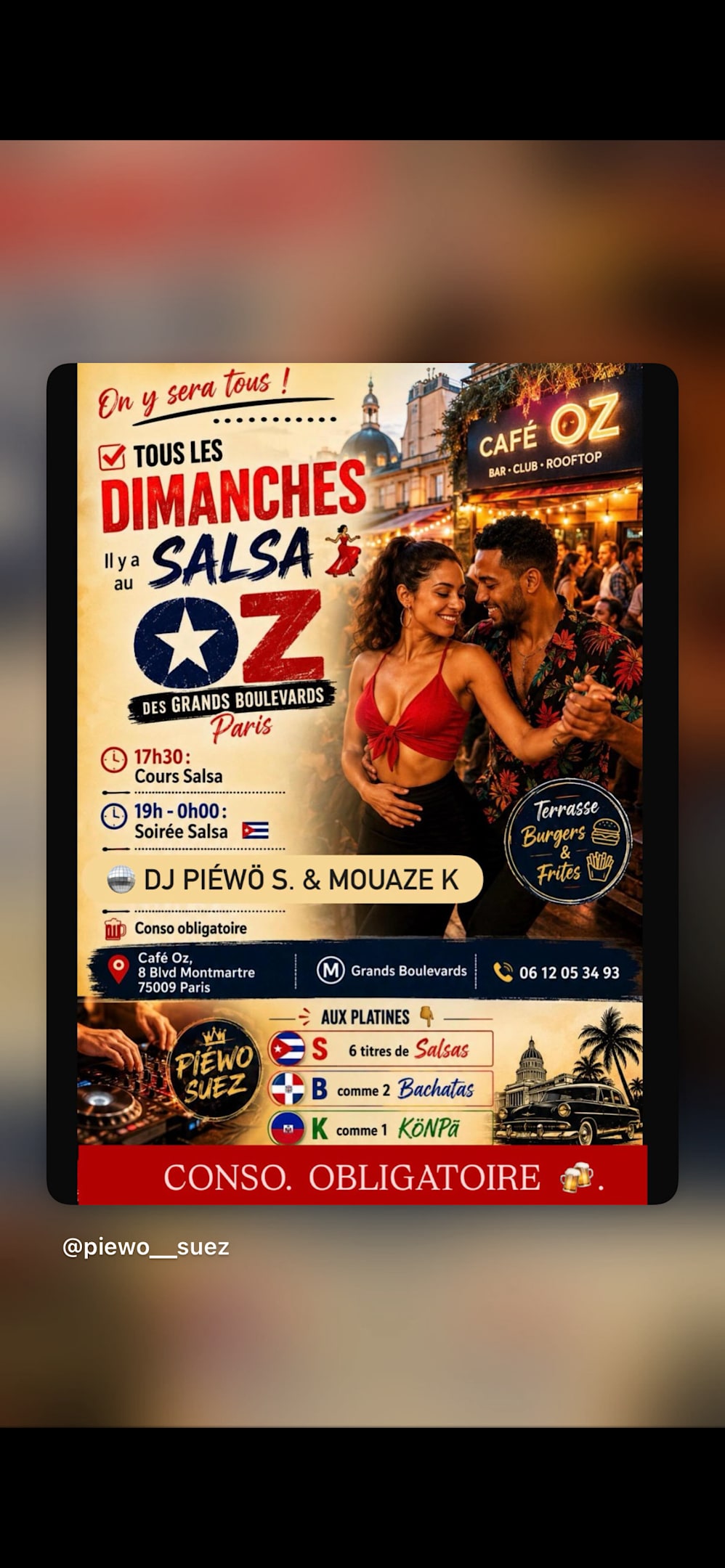 Dimanche / Cours & Soiree Salsa Paris Cover
