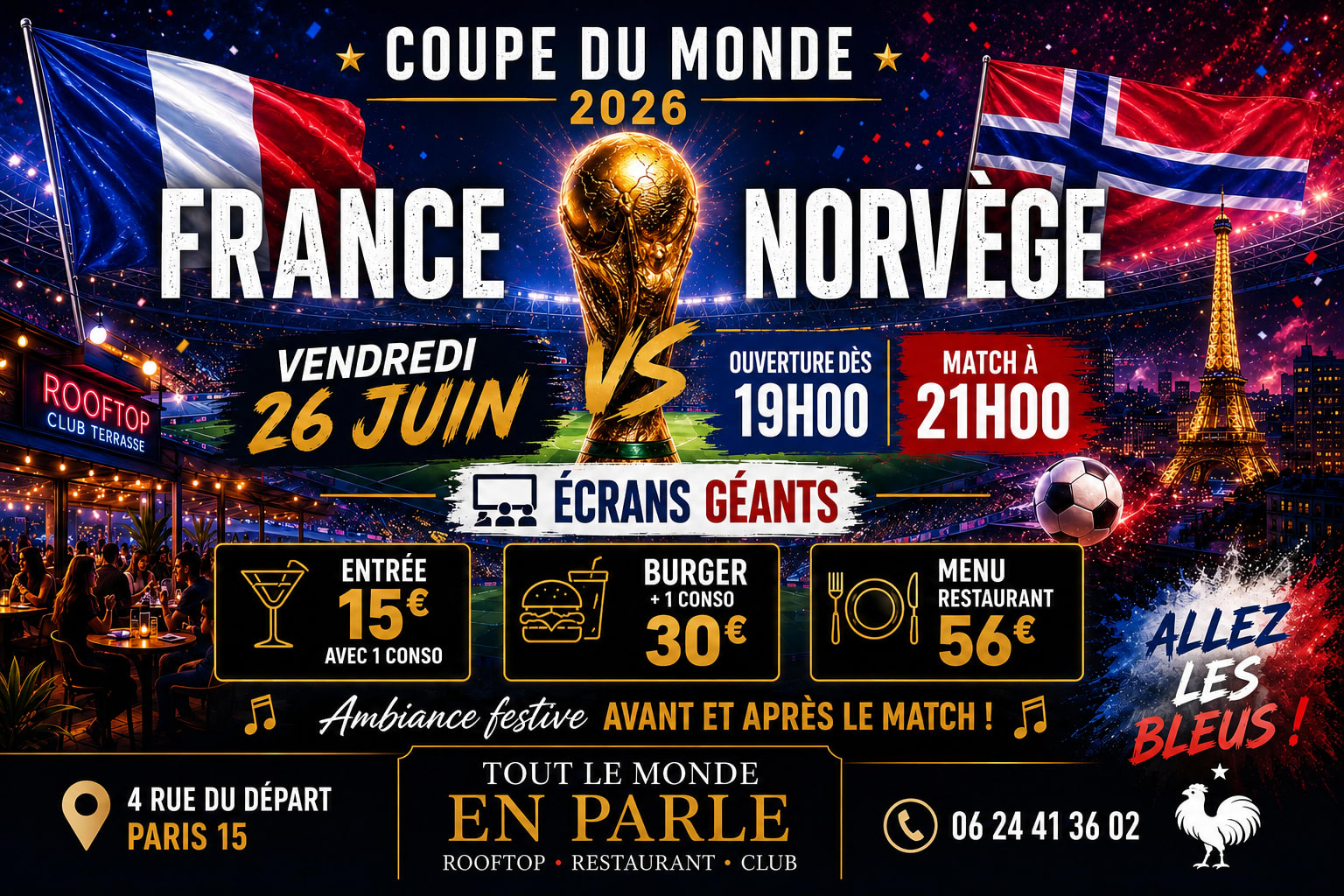 Match France / Norvege  Ecran Geant Open Air / Club Cover