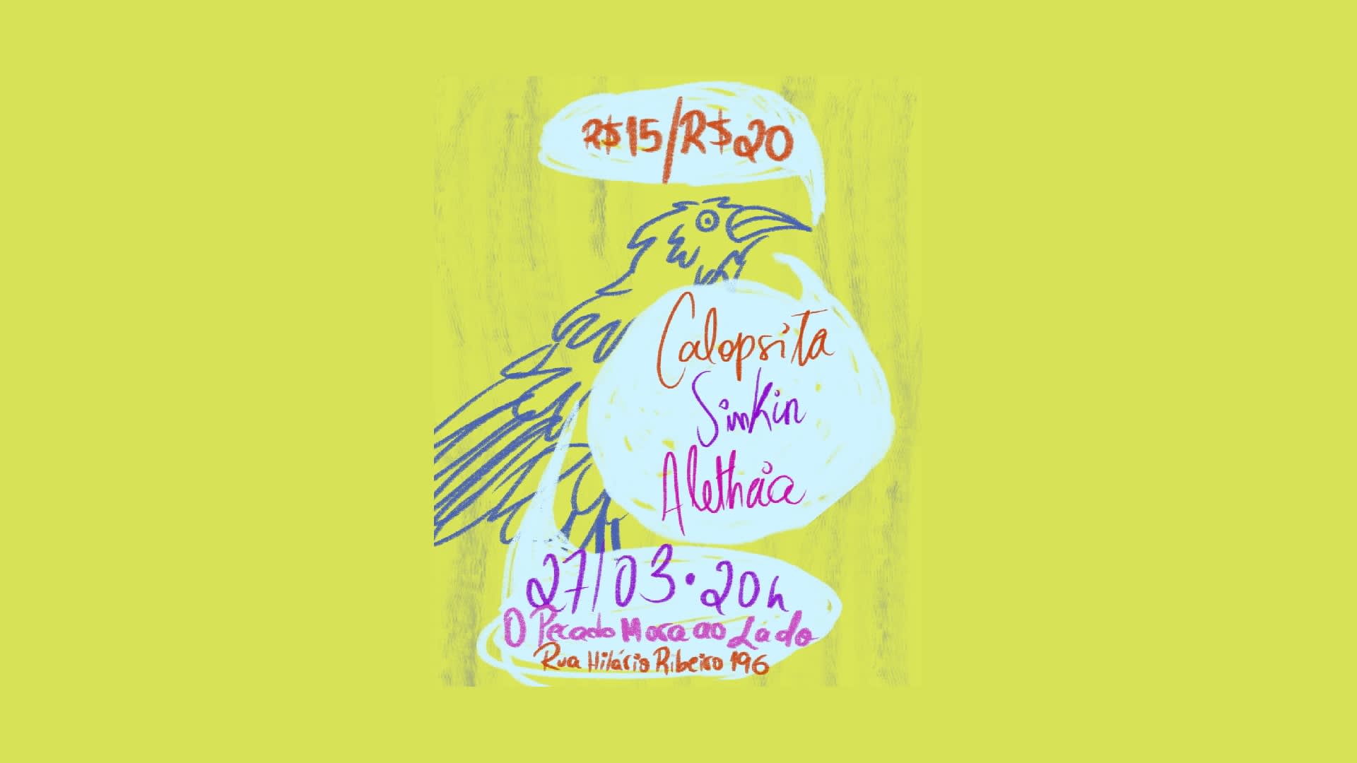 Calopsita + Aletheia + Sinkin @ Pecado Cover