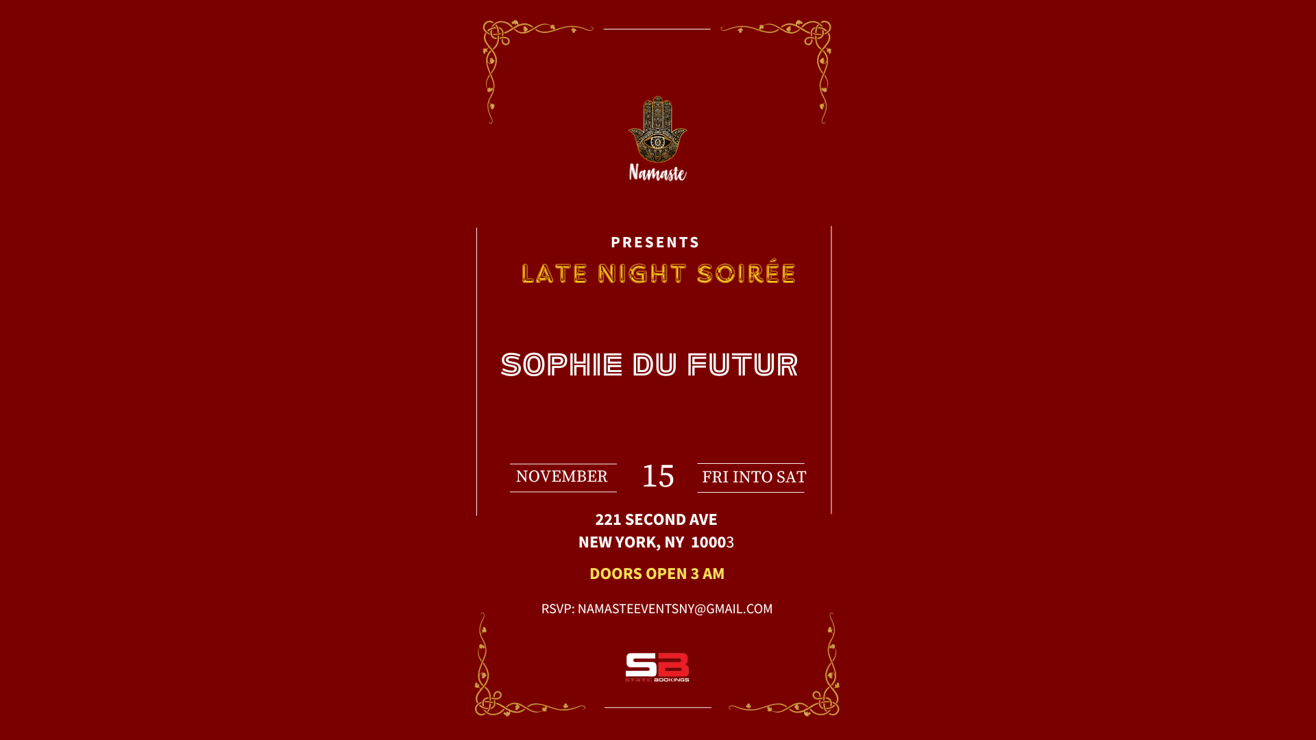 Late Night Soirée W/ Sophie Du Futur Sat 11.15 Cover