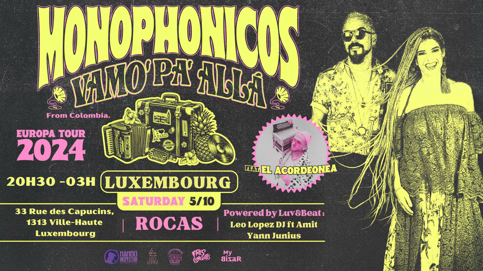 Monophonicos (Colombia) “Vamo’Pa’ Allá” Europe Tour 2024 Cover