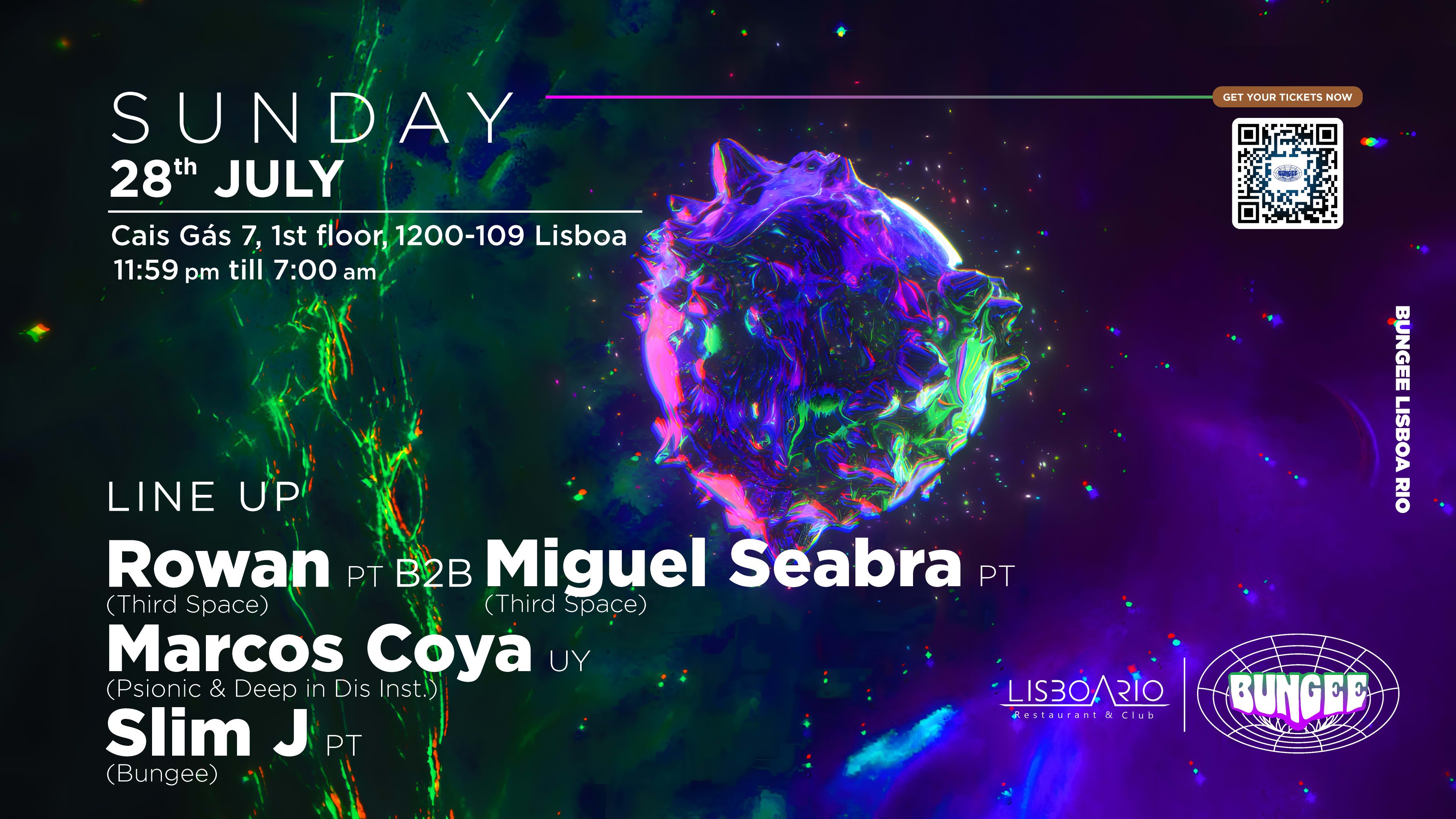 Marcos Coya • Rowan • Miguel Seabra  |Sun 28 Jul• Lisboa Rio Cover