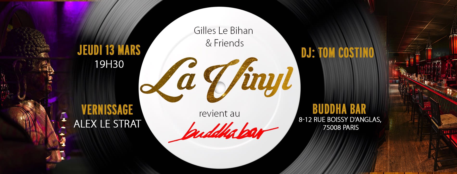La Vinyl Au Buddha- Dj Tom Costino Vernissage -D'a Le Strat Cover