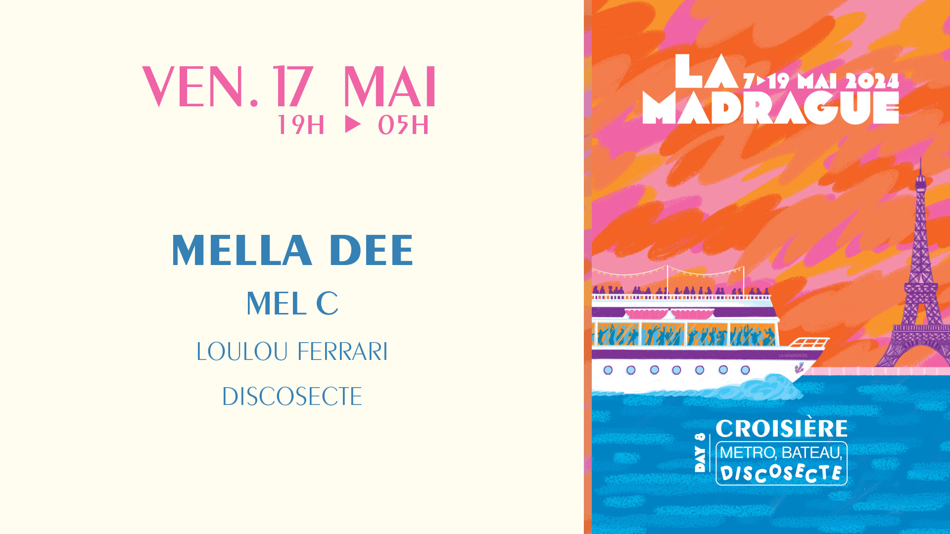 La Madrague Métro, Bateau, Disco : Mella Dee, Mel C... Cover