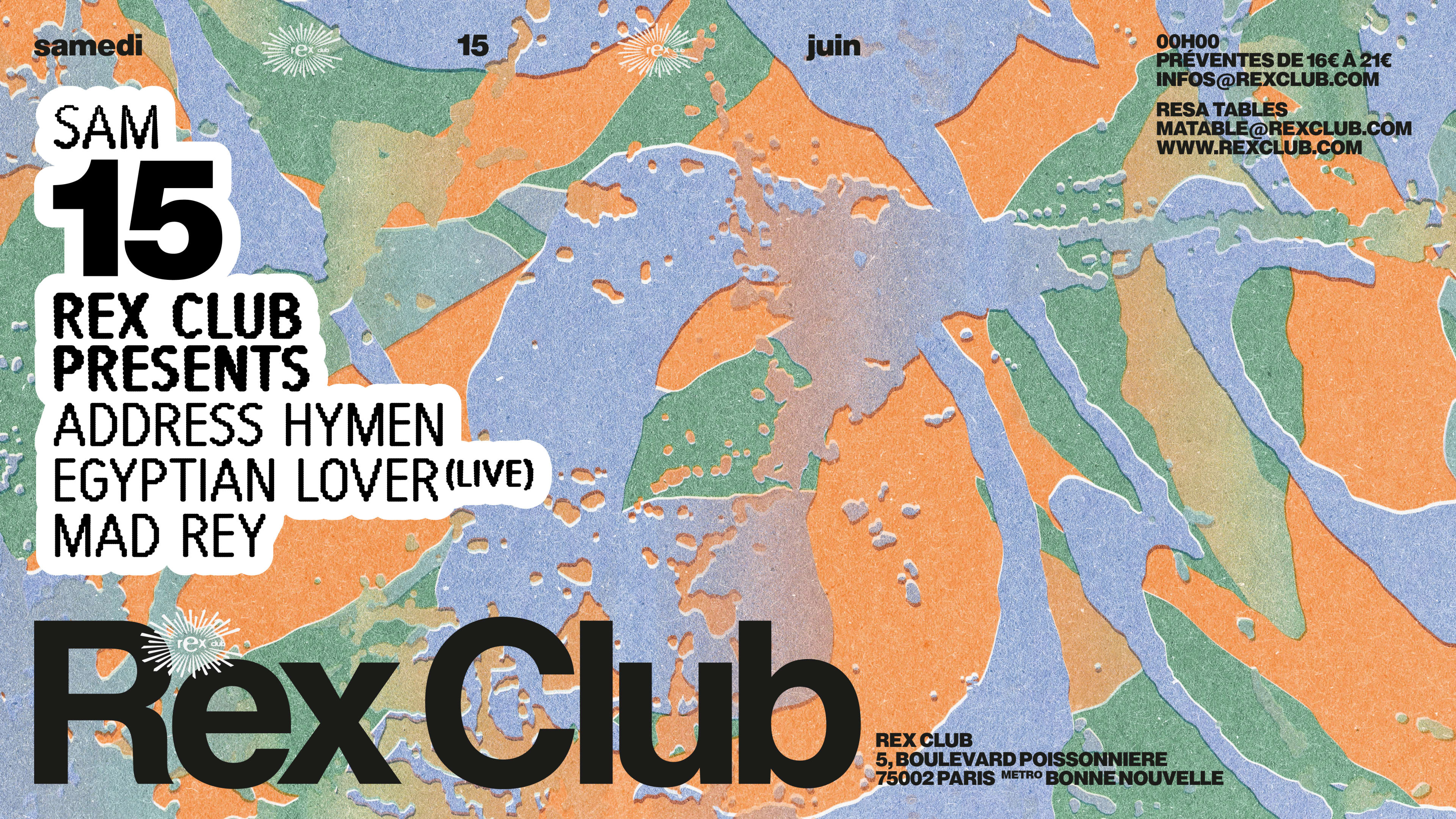 Rex Club: Address Hymen, Egyptian Lover (Live), Mad Rey Cover
